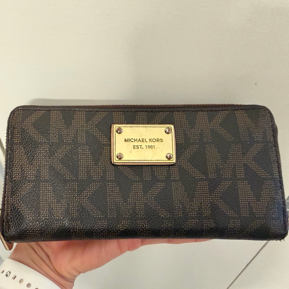 Michael Kors Black and Brown Logo Wallet